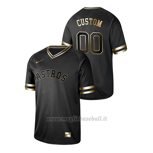 Maglia Baseball Hombre Houston Astros Custom 2019 Golden Edition Nero